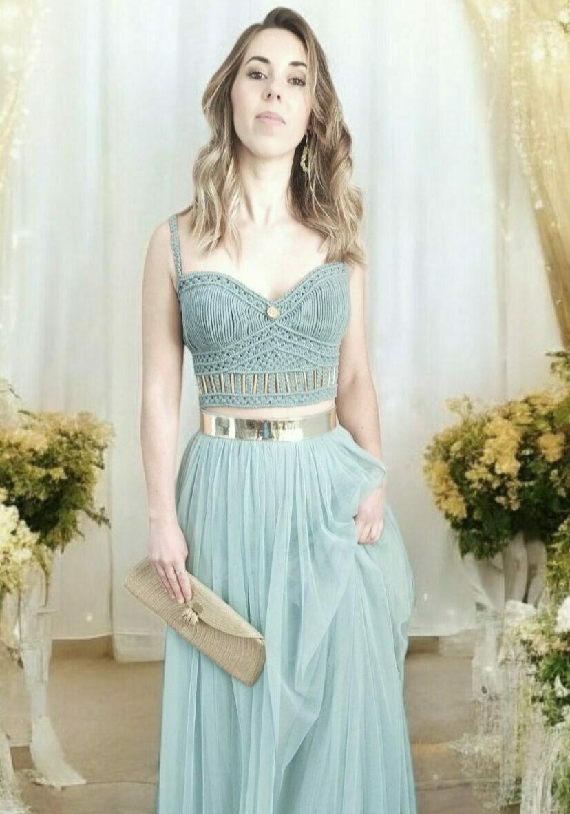 Tenue de demoiselle d'honneur en macramé